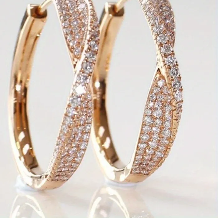 Authentic Radiant Dawn Rose Gold Hoops Encrypted With Crystalline Light