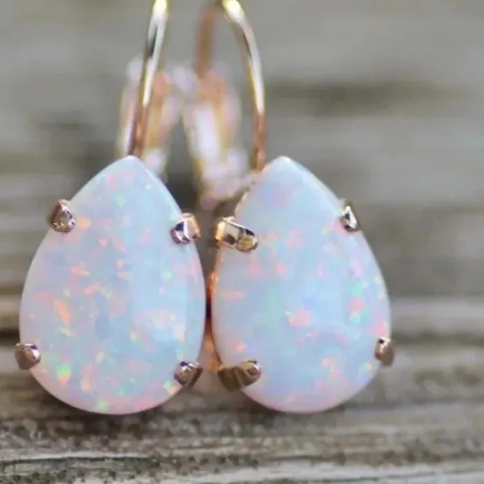 Authentic Rose Gold Dewdrop Opal Dangles Elixir Of Serenity