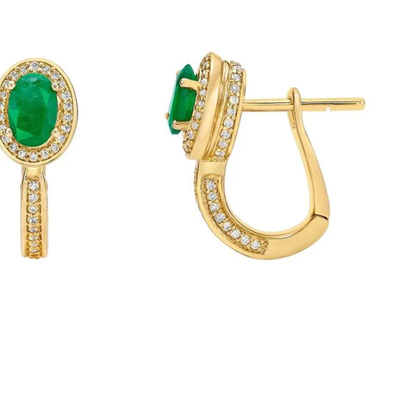 Authentic Dazzling Inlaid White Green CZ Dangle Women's Earrings Trendy Gold Color Geometry Daily Wear Party Jewelry Anniversary