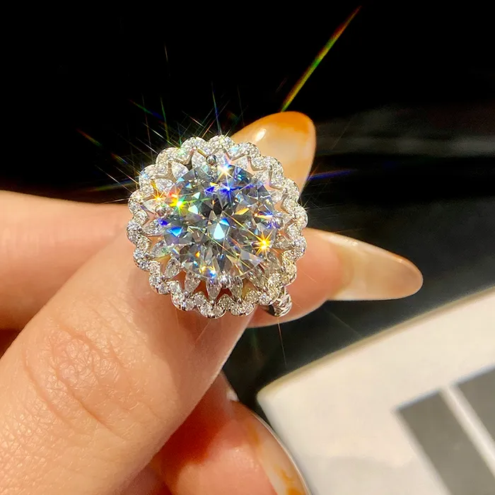 Authentic Celestial Gypsophila Radiance: 5-Carat Moissanite Manifestation Ring