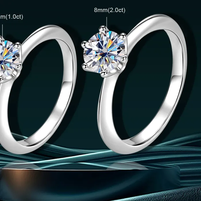 Authentic OXTAO 1CT 2CT D VVS1 Moissanite Diamond Ring Female Jewelry Wedding Anniversary Gifts Lab Diamond Solitaire Ring 14K Gold Filled
