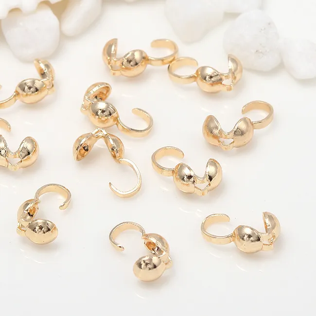 Authentic Celestial Gold‑Plated Crimp End Caps – 50‑Piece Sacred Connector Set