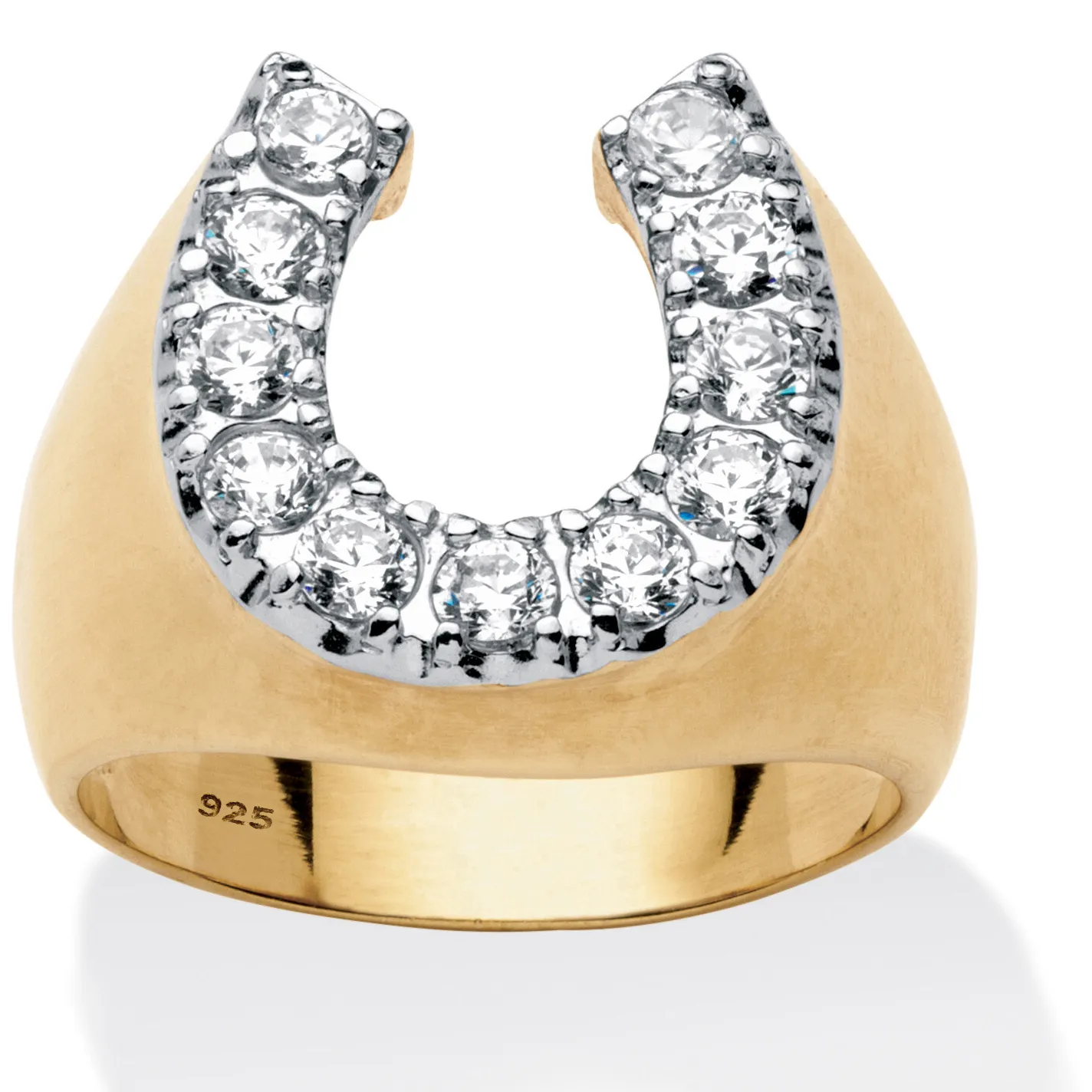 Authentic Men's 1.10 TCW Cubic Zirconia Horseshoe Ring Gold-Plated Sterling Silver