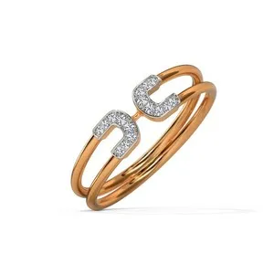 Authentic 14K Rose Gold Plated 925 Silver Double Horseshoe Equestrian Promise Ring Gift