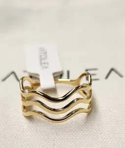 Authentic Tides of Eternity: The 18K Gold Plated Ocean Waves Ring