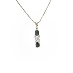 Authentic Silver with Yellow Gold Plated Deep Blue Sapphire Infinity Pendant Necklace