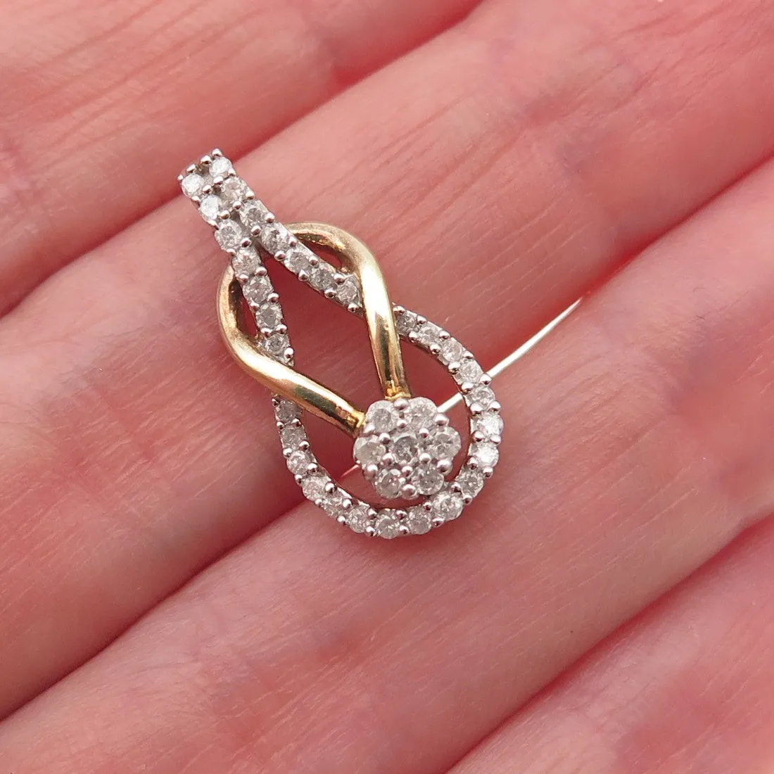 Authentic 925 Sterling Silver Gold Plated Real Diamond Infinity Mini Charm Pendant