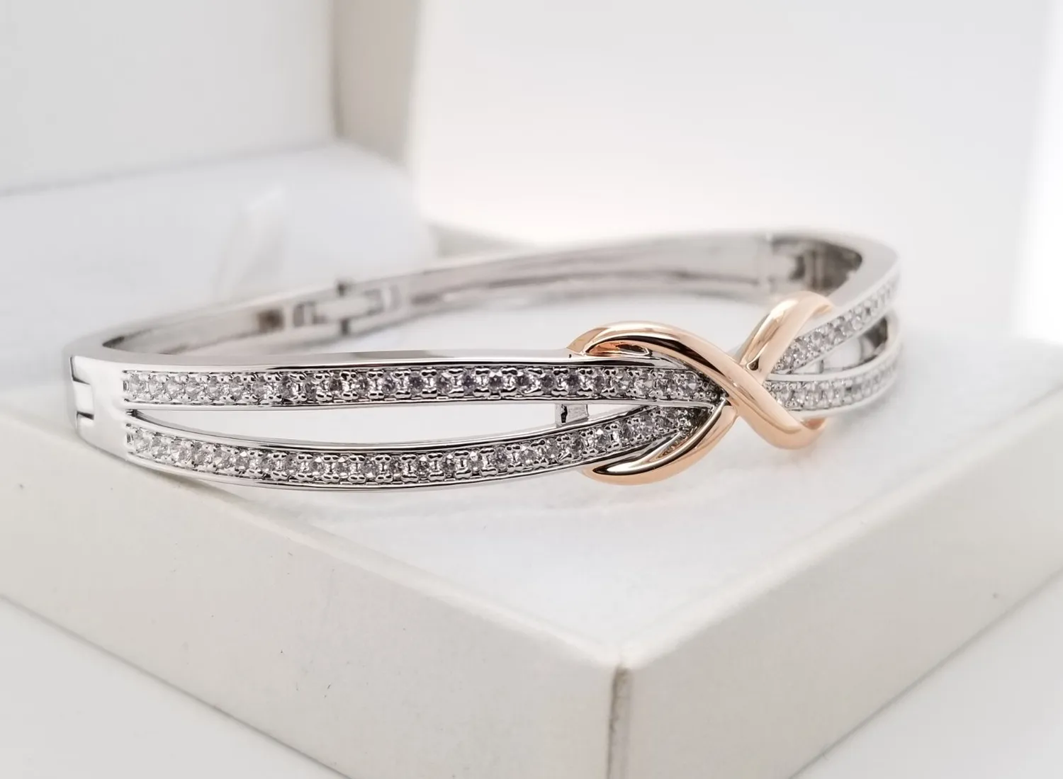 Authentic The Eternal Knot of Grace: 18k Rose-Gold Infinity Cross Bracelet