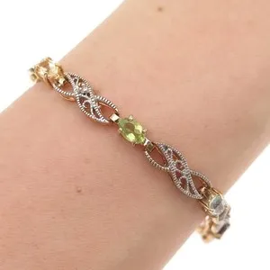 Authentic Eternal Radiance: Infinity Bracelet of Diamond & Gemstones, Gold‑Plated Sterling Silver