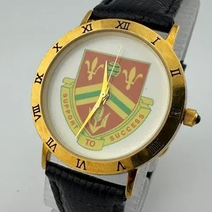 Authentic Infinite Success: 18K Gold Plated Leather Strap Timepiece for Endless Victory