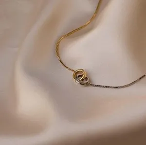 Authentic CAITLYN MINIMALIST 18K Gold Plated Interlocking Circles Infinity Necklace