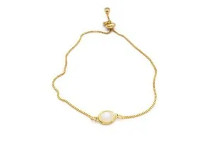 Authentic Gold Plated Sterling Silver 925 Moonstone Bracelet 7.5" Adjustable