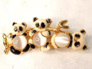 Authentic Celestial Panda Charm – Gold‑Plated Enamel Amulet with Moonstone Gleam