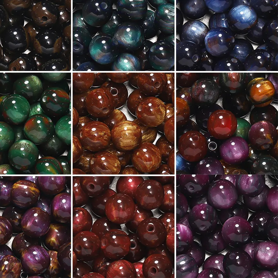 Authentic 20-50pcs/lot Glitter Imitation Cat Eye Round Resin Bead Loose Beads for DIY Charm Necklace Bracelet Jewelry Making Findings
