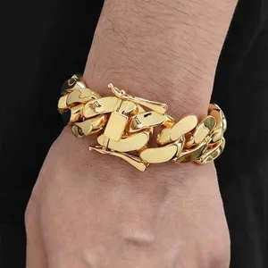 Authentic 18K Gold Plated Hip Hop Miami Cuban Chain Bracelet 22mm 7.5 Inches