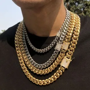 Authentic Gold Plated Miami Cuban Link Chain Bracelet CZ Clasp 6mm-14mm