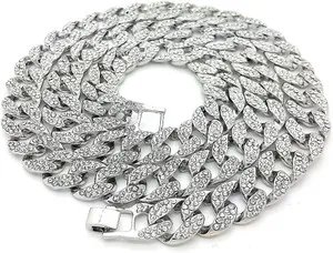 Authentic 14MM Gold Plated Iced CZ Out Miami Cuban Link Bracelet Or Chain for Men Women