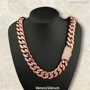 Authentic The Radiant Vow: 18K Rose Gold-Plated Cuban Link Chain