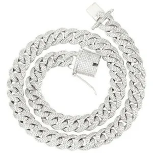 Authentic 12mm Gold Plated Iced CZ Out Stainless Steel Miami Cuban Link Bracelet Or Chain