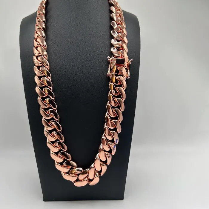 Authentic 22Mm rose gold hip-hop rap style Miami Cuban chain, thick chain street clothing brand style personalized jewelry