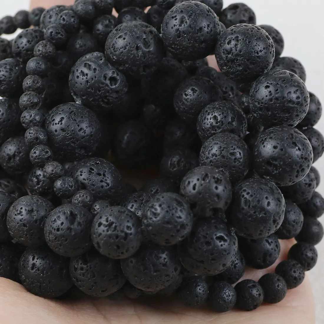 Authentic Natural Black Volcanic Stone Beading 4/6/8/10/12mm Loose Spacer Round Beads For Jewelry DIY Bracelet Earrings Pendant Accessorie