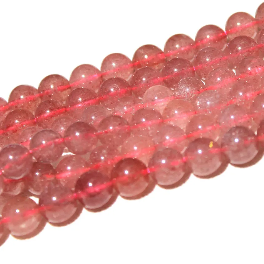 Authentic Fine Round Natural AAA+ Strawberry Quartz Stone Beads For Jewelry Making DIY Bracelet Necklace Material 6/8/10*14 mm Strand 15''