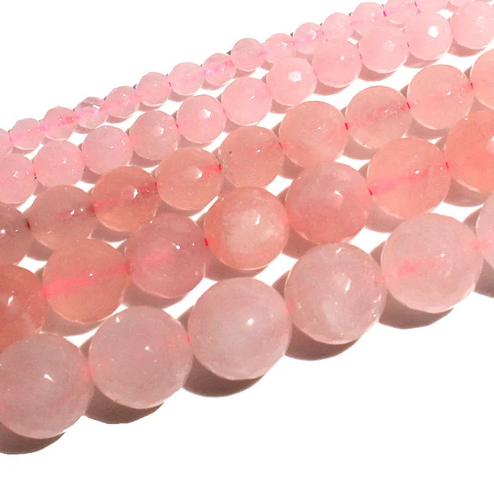 Authentic LUOMAN XIARI Natural Faceted Rose Quartz  Stone Round Beads For Jewelry Making DIY Bracelet Material 4/ 6/8/10/12mm Strand 15''