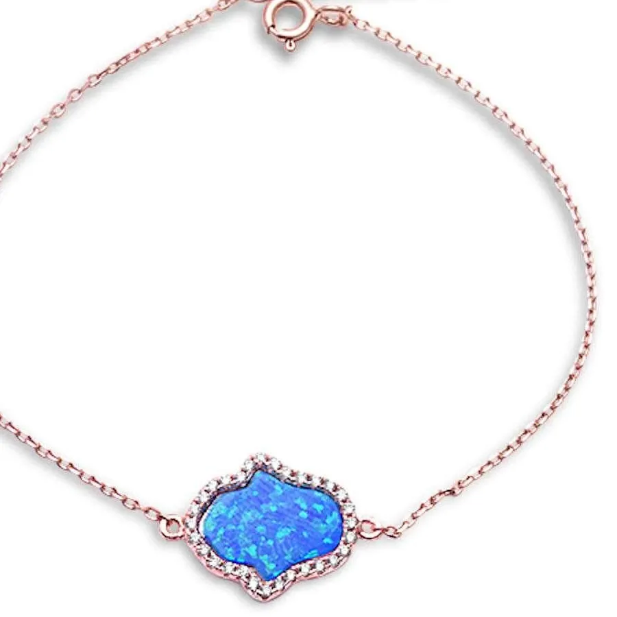 Authentic Hamsa's Protective Blessing <br> Rose Gold Plated Sterling Silver