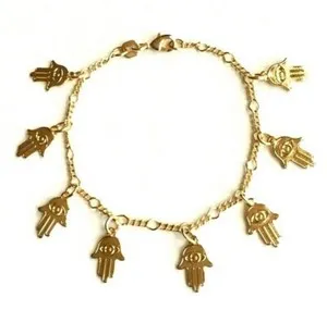 Authentic Celestial Hamsa Guardian: 14K Gold‑Plated Baby Bracelet (5.75")