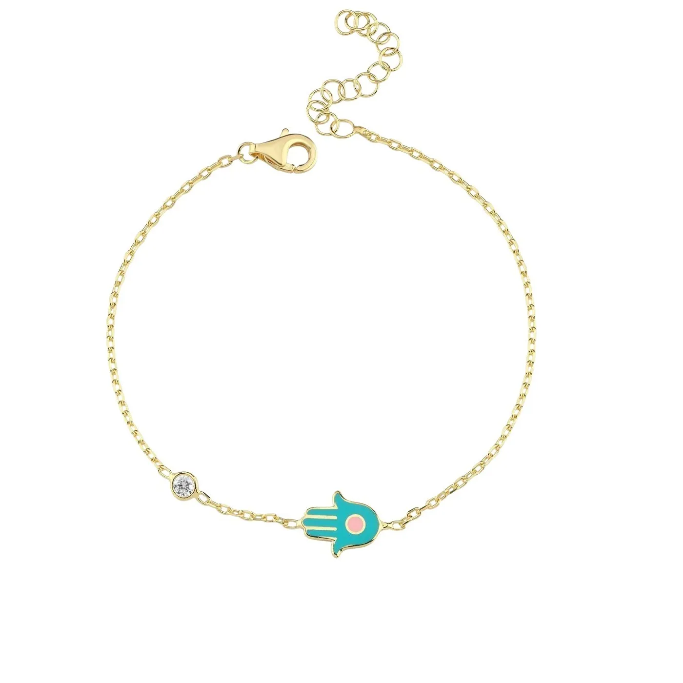 Authentic Hamsa Hand Charm of Abundance - Yellow Gold Plated 925 Silver