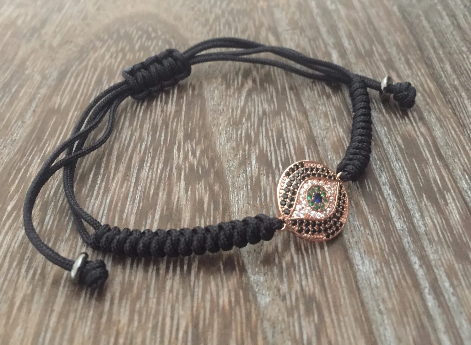 Authentic ROSE GOLD PLATED CRYSTAL PAVE HAMSA FATIMA EYE RON HERMAN MENS DESIGNER BRACELET