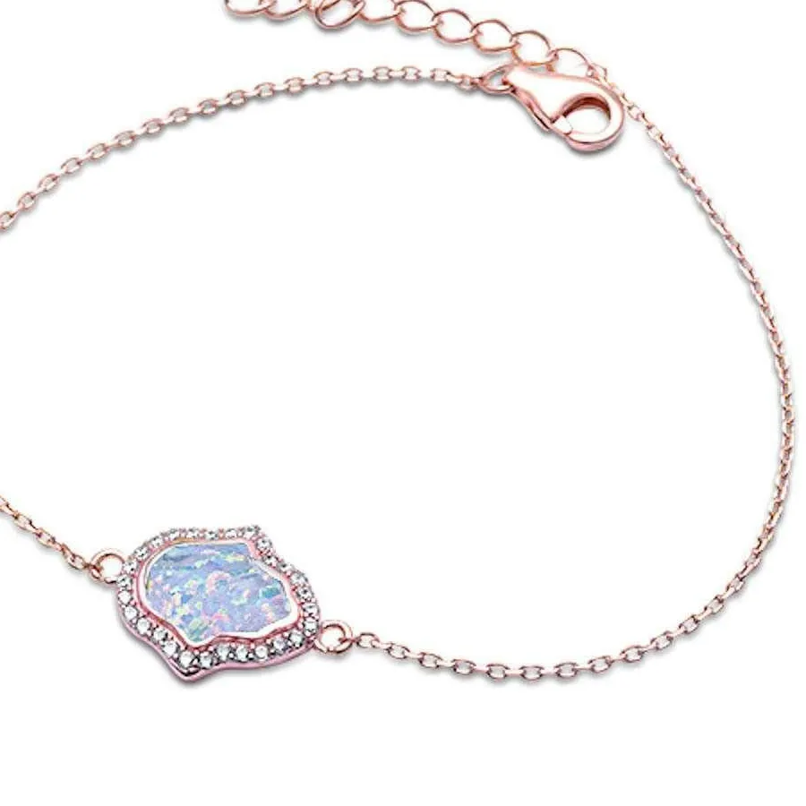 Authentic Celestial Hamsa Sanctuary: Rose Gold-Plated Opaline Talisman