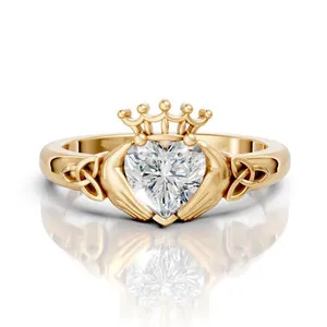 Authentic Heart of Devotion: Sterling Silver Moissanite Claddagh Ring
