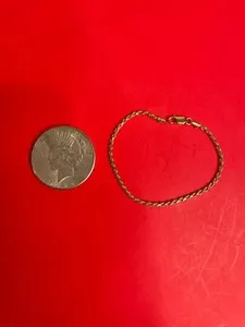 Authentic Gold plated sterling silver rope bracelet, made in Italy, 3.7 gr, 1.8 MM, 7 1/2"