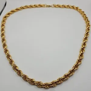 Authentic vintage 18K Gold Plated Rope Chain made in Italy 24" long 6mm wide Signed with G