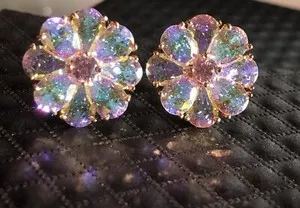 Authentic Aurora Bloom: Celestial Light-Catching Floral Studs