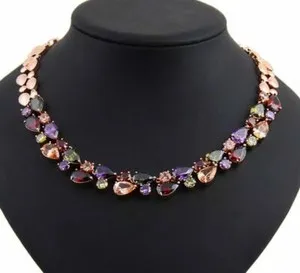 Authentic The Prism of Dawn: 18k Rose Gold Plated Multicolor Tennis Necklace with Swarovski Crystals