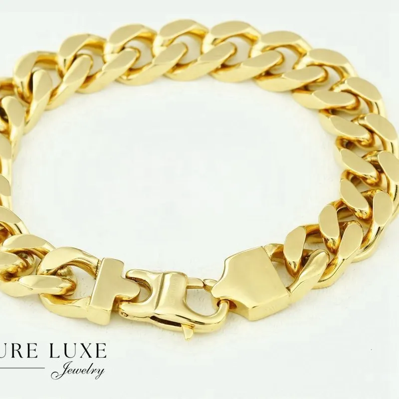 Authentic Celestial Shield Cuban-Curb Bracelet - 12mm Gold‑Plated Guardian Amulet