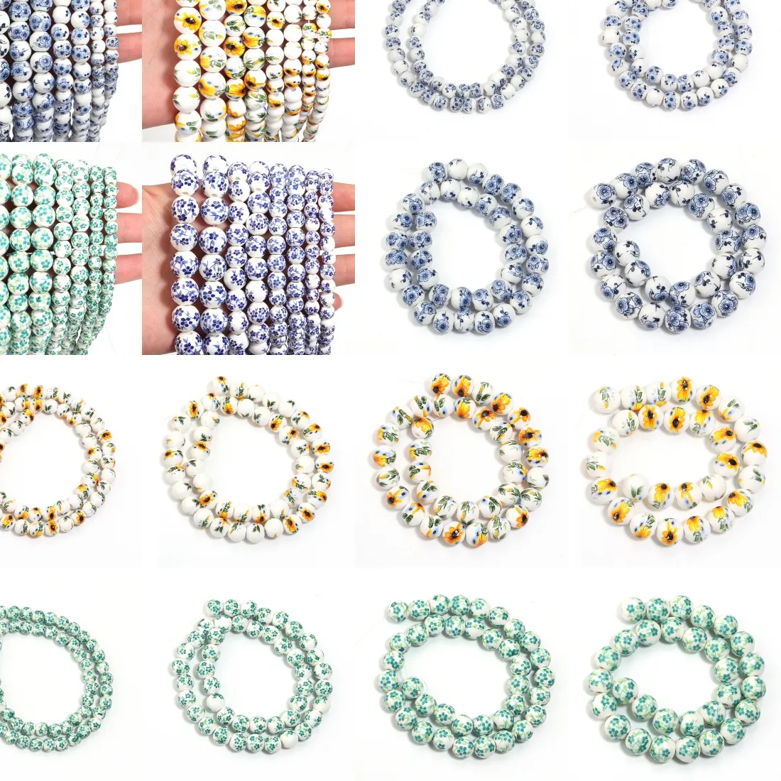 Authentic 28-60pcs/lot Chinese Style Ceramic Beads 6/8/10/12mm Round Loose Spacer Beada For Jewelry Making DIY Necklace Bracelet