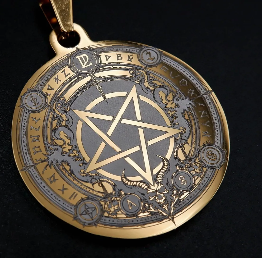 Authentic Inverted Pentagram Necklace Satan Goat Pentacle Satanic Jewelry P90