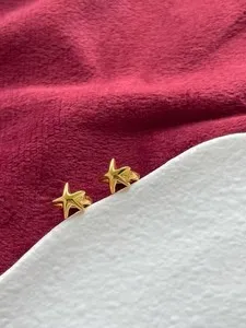 Authentic Celestial Radiance: 18K Gold-Plated S925 Sterling Silver Pentagram Huggie Earrings
