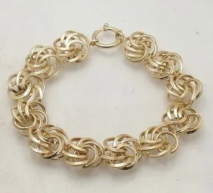 Authentic Technibond Textured Rosette Love Knot Bracelet 14K Yellow Gold Plated Silver