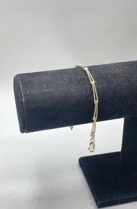 Authentic Italy 925 Silver Vermeil Yellow Gold Plated Textured Bar Link Bracelet 7.25"