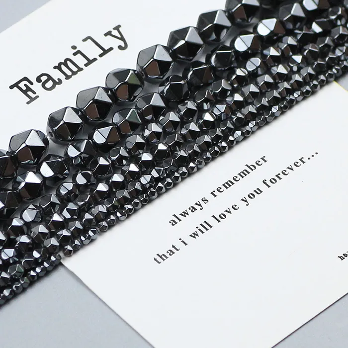 Authentic Obsidian Mirror Strands Faceted Black Hematite Sacred Beads