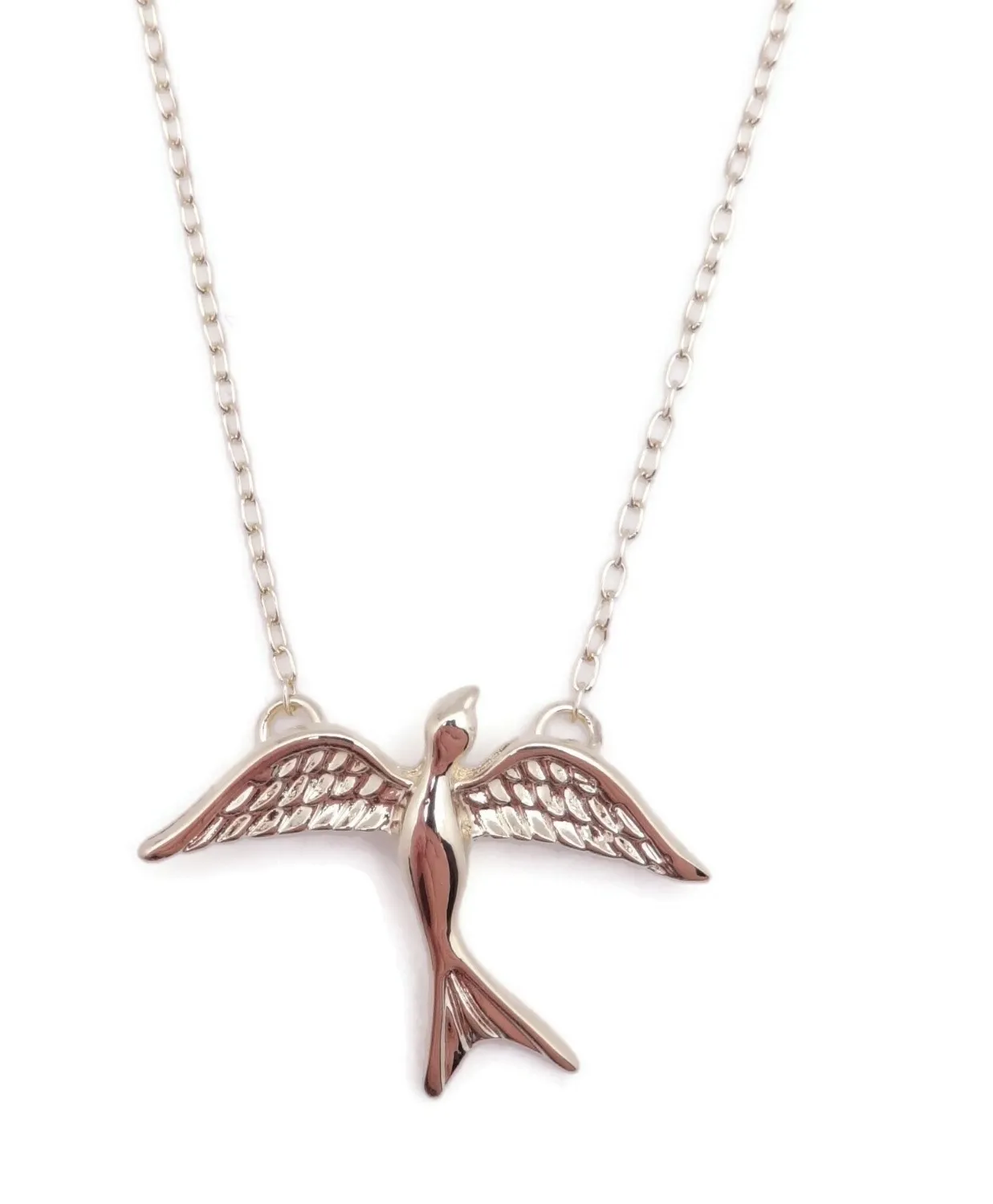 Authentic Sheila Fajl Flying Swallow Bird Gold Plated Pendant Cable Link Necklace NEW
