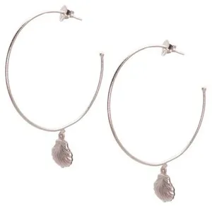 Authentic Tides of Illumination: Sheila Fajl Marla Gold-Plated Hoops with Sea Shell Dangle Earrings