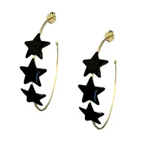 Authentic Celestial Silvina Star Hoops: A Conduit of Midnight Radiance