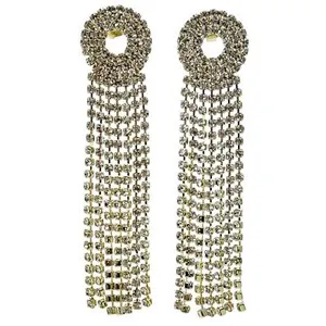Authentic Sheila Fajl Jade Open Circle Large Chandelier Statement Earrings CZ Gold Plated