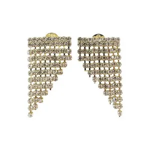 Authentic Sheila Fajl Josephine Chandelier Dangle Earrings in CZ and Gold Plated