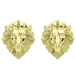 Authentic Sheila Fajl Large Hear Me Roar Lion Stud Earrings in 18k Polished Gold Plated